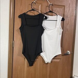 Elegant Black and White Women's Bodysuit Set